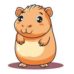 Cute Capybara Cartoon Kawaii Sticker. Character Vector Illustration