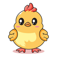 Cute Chick Cartoon Kawaii Sticker. Character Vector Illustration