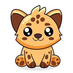 Cute Hyena Cartoon Kawaii Sticker. Character Vector Illustration
