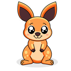 Cute Kangaroo Cartoon Kawaii Sticker. Character Vector Illustration