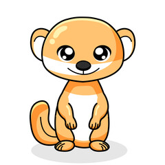 Cute Meerkat Cartoon Kawaii Sticker. Character Vector Illustration