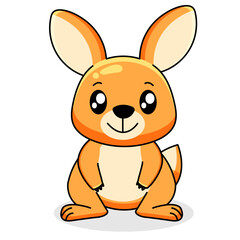 Cute Kangaroo Cartoon Kawaii Sticker. Character Vector Illustration