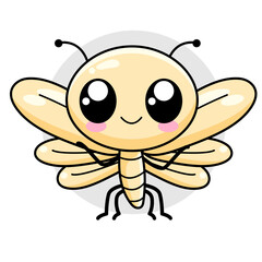 Cute Bee Cartoon Kawaii Sticker. Character Vector Illustration