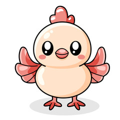 Cute Chick Cartoon Kawaii Sticker. Character Vector Illustration