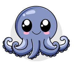 Cute Octopus Cartoon Kawaii Sticker. Character Vector Illustration