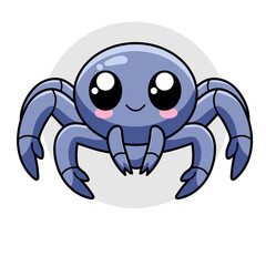 Cute Spider Cartoon Kawaii Sticker. Character Vector Illustration