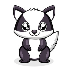 Cute Raccoon Cartoon Kawaii Sticker. Character Vector Illustration