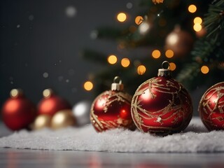 red christmas balls on a christmas tree