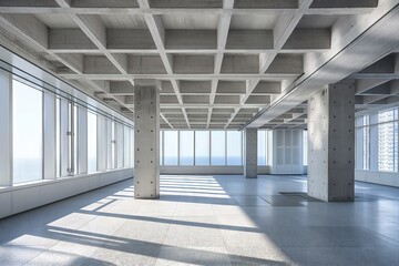 Modern Office Workspace with Panoramic Windows