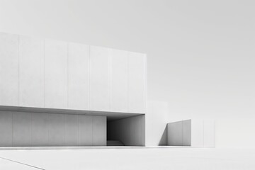 Minimalist Architectural White Building Landscape with Abstract Forms - Space for Text