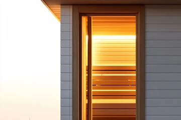 Fototapeta premium Warm Glow of Sauna Door