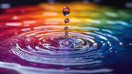 Rainbow Water Drop Ripples 