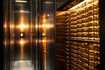 Elegant Gold Storage in Modern Vault