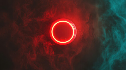 fire alarm smoke evacuation. Glowing red fire alarm smoke no body