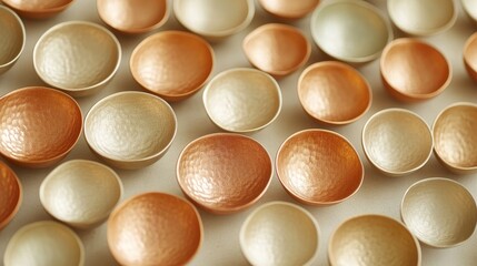 Copper, Gold, And Silver Metallic Circular Pattern, Abstract Design, Contemporary Elegance