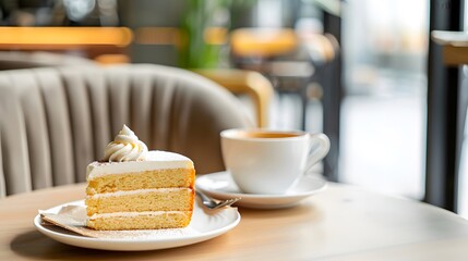Indulging in delicious cake and coffee delights urban  setting cozy gourmet experience