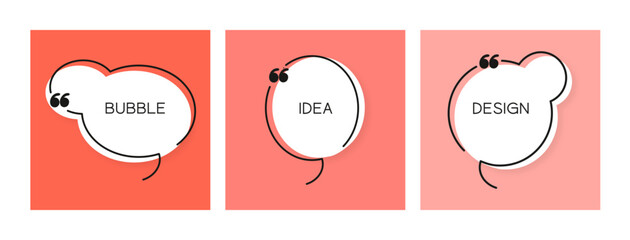 Speech clouds blank space frame design, minimal message chat bubbles vector set
