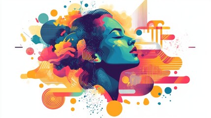 Storytelling-driven creativity concept showcasing innovation with bold geometric patterns vibrant gradients and layered elements representing imaginative narratives and groundbreaking ideas in a