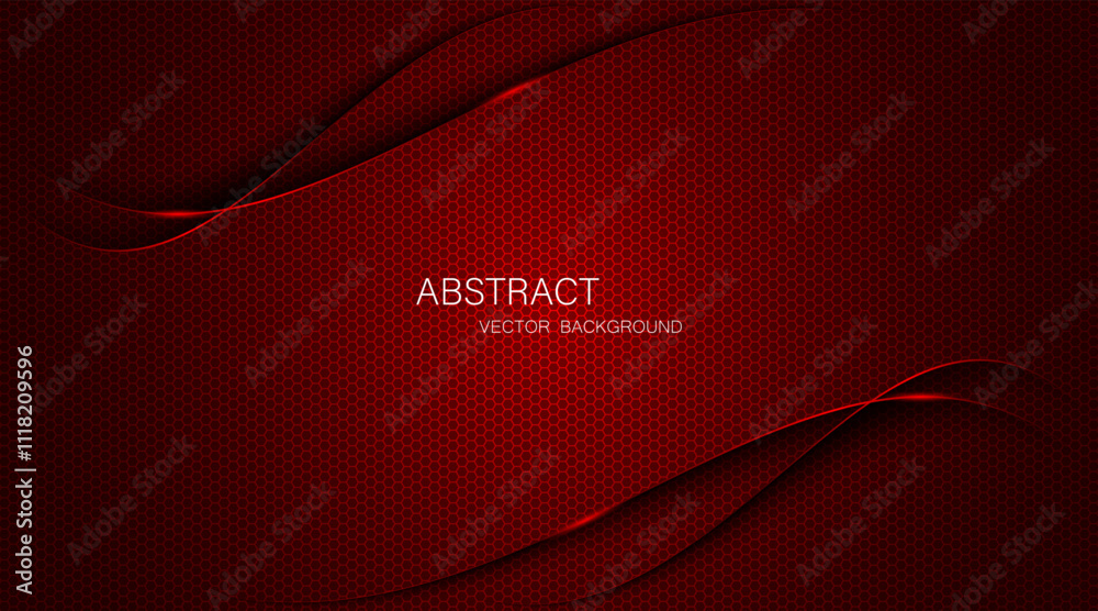 Poster abstract red steel mesh background with red glowing lines with free space for design. modern technol