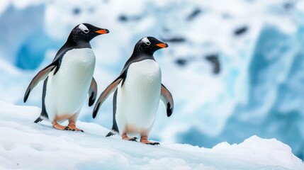 Fototapeta premium Majestic Penguins on a Frozen Landscape