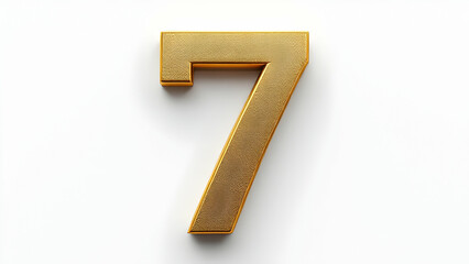 A 3D rendering of a textured gold number seven on a clean white background. The number is metallic, elegant, and symbolizes luxury.