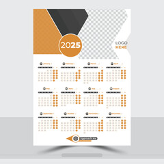 2025 wall calendar and print design template