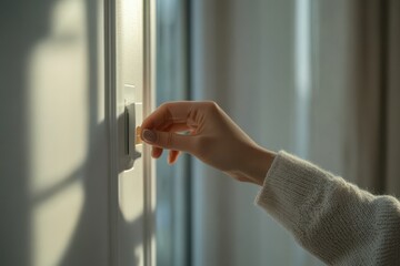 Hand Turning On Switch in Bright Indoor Space