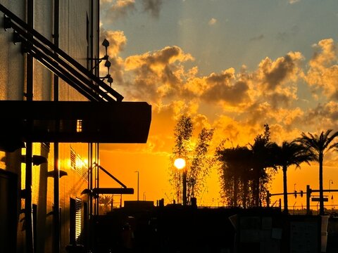 Sunrise in a construction site