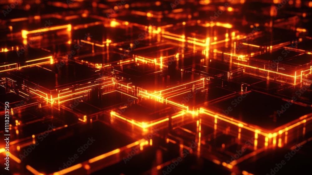 Poster a complex grid system is depicted with glowing lines representing artificial intelligence technology