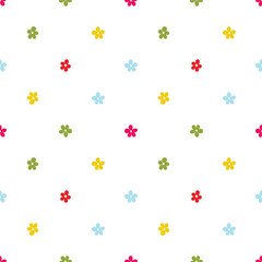 Colorful and cheerful seamless pattern with hand-drawn flowers in bright colors on a white background. Perfect for wallpaper, textiles, or any project needing a touch of spring.