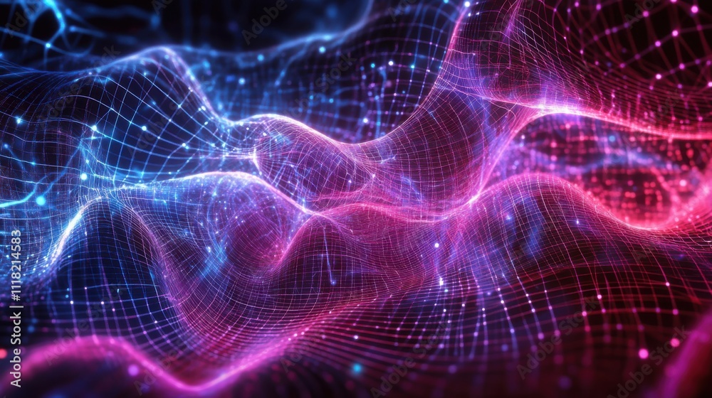 Poster a mesmerizing combination of glowing grid systems showcases advanced ai technology in a dynamic digi