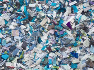 Recycling of old clothes. Zero waste concept. Textile recovery. Reusable of clothes. Second life...