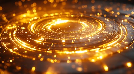 Golden Abstract Glowing Circular Pattern