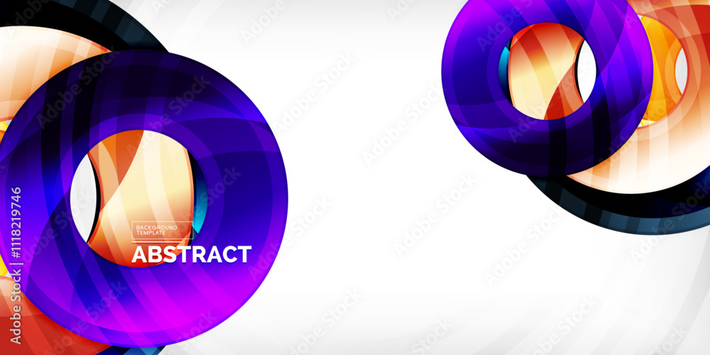 Poster Bright colorful circles with light effects. Abstract background