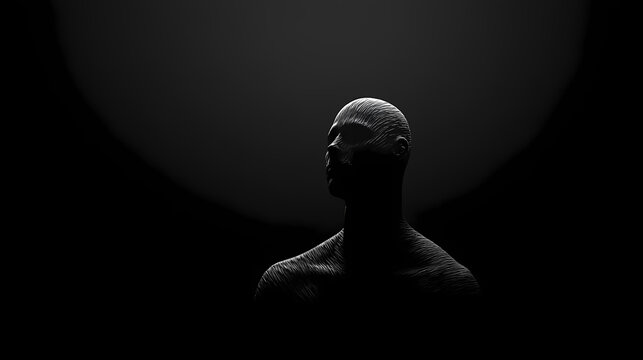 Black background conveying simplicity, mystery, and depth. the absence of color evokes feelings of formality, elegance, and the unknown, representing both void and potential. Void. Illustration