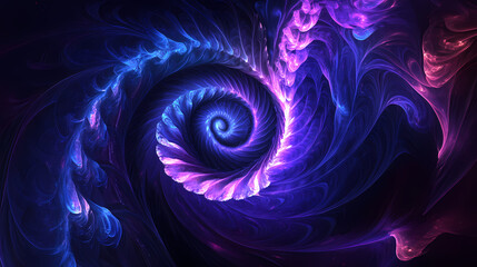 Blue purple spiral in dark space. Void. Illustration