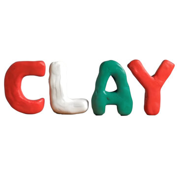 Word CALY - Christmas clay element in naive childish style. Isolated raster element.