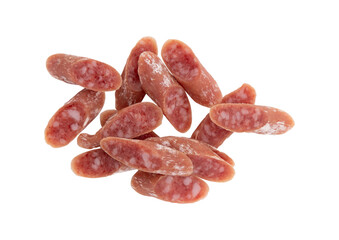 dried pork salami sticks isolated