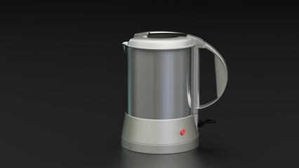 Realistic 3D electric kettle model with intricate details, ideal for e-commerce, advertisements, and product visuals. High-quality renders in various angles and formats for professional use.