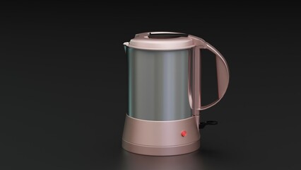 Realistic 3D electric kettle model with intricate details, ideal for e-commerce, advertisements, and product visuals. High-quality renders in various angles and formats for professional use.