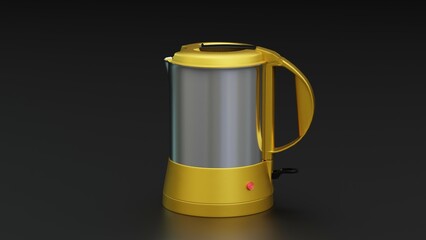 Realistic 3D electric kettle model with intricate details, ideal for e-commerce, advertisements, and product visuals. High-quality renders in various angles and formats for professional use.