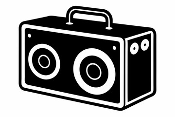 Black Silhouette Vector Art of a Portable Speaker