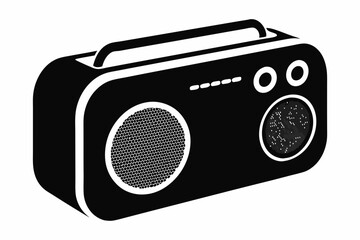 Black Silhouette Vector Art of a Portable Speaker