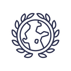Earth surrounded by leaves symbolizes global environmental harmony.