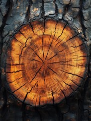 Close-up View of a Tree Ring
