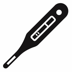 Black Silhouette Vector Illustration of a Digital Thermometer