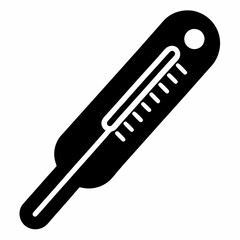 Black Silhouette Vector Illustration of a Digital Thermometer