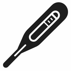 Black Silhouette Vector Illustration of a Digital Thermometer