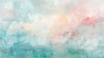 Fototapeta premium Serene Pastel Landscape, Abstract Watercolor Painting
