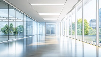 Modern Empty Office Space with Large Windows and Natural Light